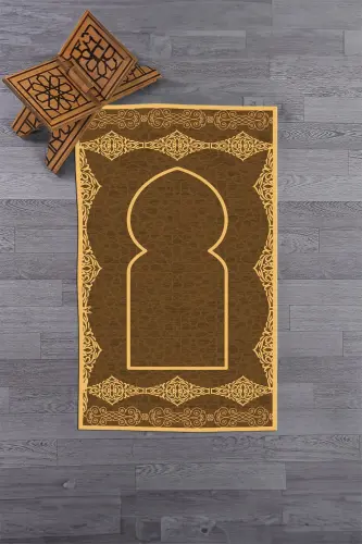 Digital Printed Washable Stylish Motif Prayer Rug 70x130 Cm 16-coffee-BROWN - 8