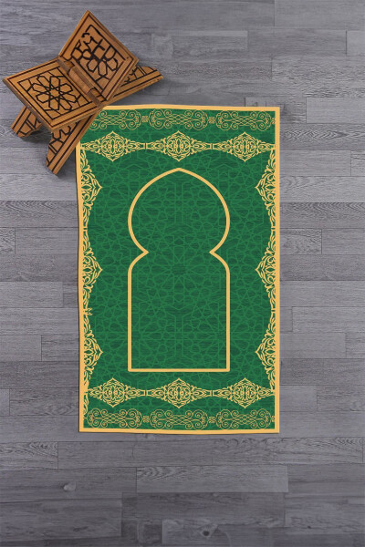 Digital Printed Washable Stylish Patterned Prayer Rug 70x130 Cm, Seccade-16-green - 8