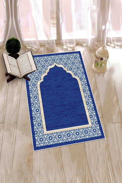Digital Printed Washable Stylish Prayer Mat Rug 70x130 cm. , SECCADE-17-BLUE - 10