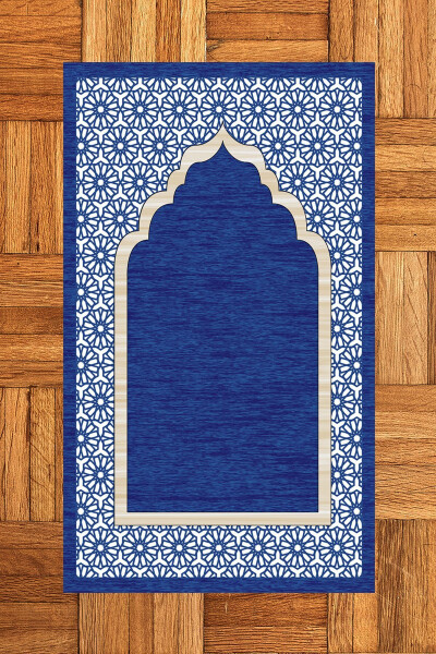 Digital Printed Washable Stylish Prayer Mat Rug 70x130 cm. , SECCADE-17-BLUE - 14