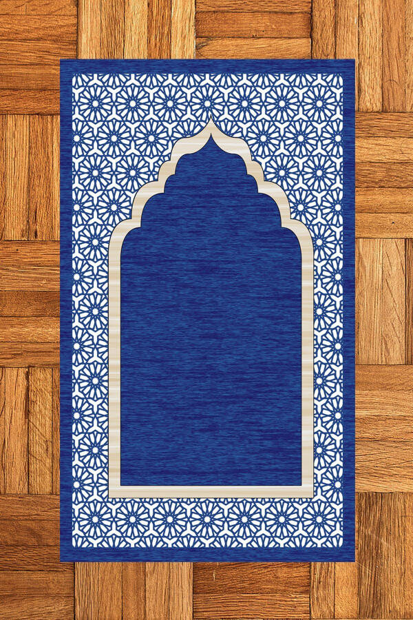 Digital Printed Washable Stylish Prayer Mat Rug 70x130 cm. , SECCADE-17-BLUE - 14