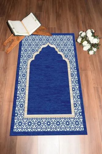 Digital Printed Washable Stylish Prayer Mat Rug 70x130 cm. , SECCADE-17-BLUE - 2