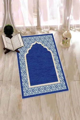 Digital Printed Washable Stylish Prayer Mat Rug 70x130 cm. , SECCADE-17-BLUE - 7