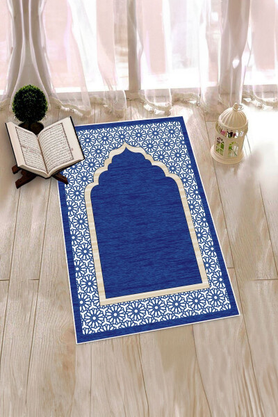 Digital Printed Washable Stylish Prayer Mat Rug 70x130 cm. , SECCADE-17-BLUE - 2