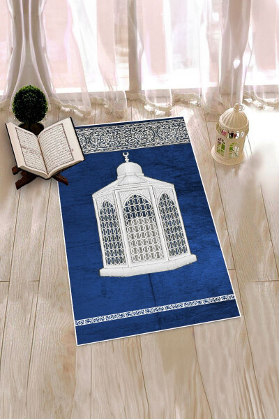 Digital Printed Washable Stylish Prayer Rug 70x130cm, SECCADE-42-BLUE - 6