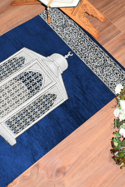 Digital Printed Washable Stylish Prayer Rug 70x130cm, SECCADE-42-BLUE - 8