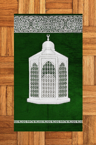 Digital Printed Washable Stylish Prayer Rug Carpet 70x130cm, SECCADE-42-GREEN - 2