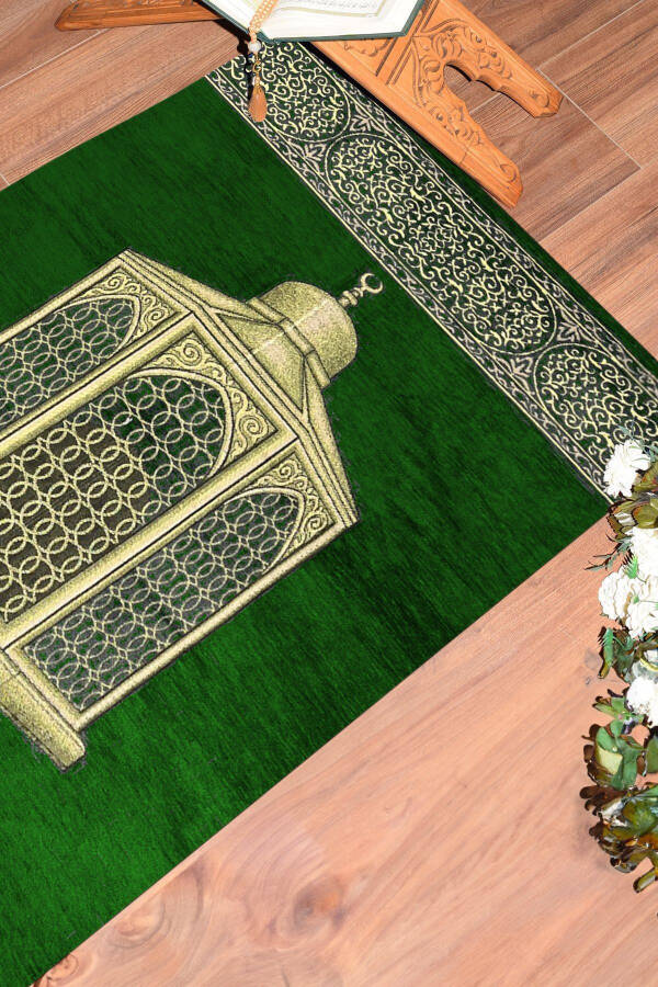 Digital Printed Washable Stylish Prayer Rug Sajjadah 70x130, Sajjadah-41-green - 8