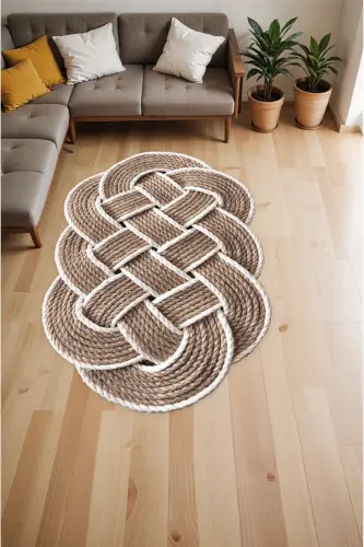 Digital Printing Laser Cutting Knitting 3D Decorative Machine Washable Living Room Kitchen and Runner Rug-Coffee - NOBLE HALI (1)