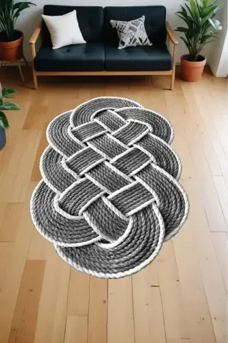 Digital Printing Laser Cutting Knitting 3D Decorative Machine Washable Living Room Kitchen and Runner Rug-Gray - 1