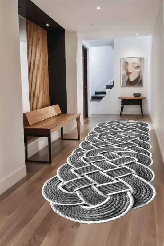 Digital Printing Laser Cutting Knitting 3D Decorative Machine Washable Living Room Kitchen and Runner Rug-Gray - 2