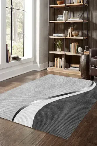 Digital Printing Washable Non-Slip Base Decorative Living Room Kitchen Carpet Runner-Gray - 1