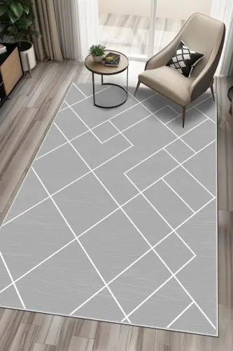 Digital Printing Washable Non-Slip Base Gray Living Room Carpet Kitchen Carpet Runner-gray 