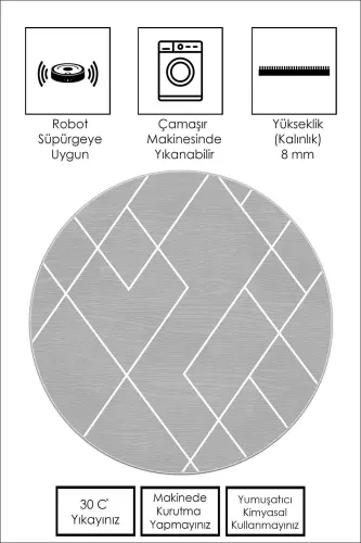 Digital Printing Washable Non-Slip Base Grey Round Living Room Carpet Kitchen Carpet Runner-grey - 3