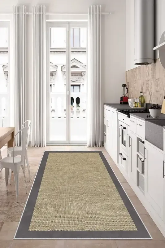 Digital Printing Washable Non-Slip Base Living Room Carpet Kitchen Carpet Hallway Carpet-Gray - 1