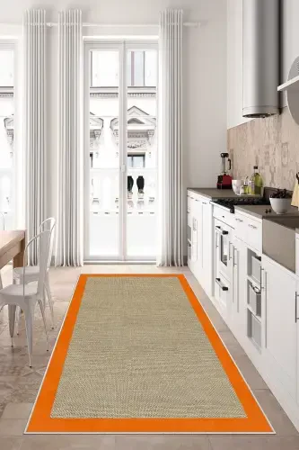 Digital Printing Washable Non-Slip Base Living Room Carpet Kitchen Carpet Hallway Carpet-Orange - 1