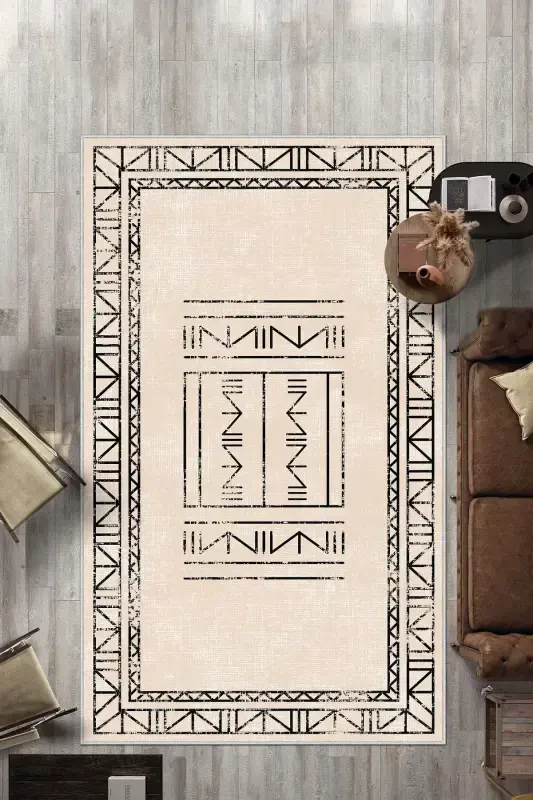 Digital Printing Washable Non-Slip Base Living Room Carpet Kitchen Carpet Runner and Bath Mat-Beige - 2