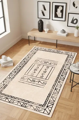Digital Printing Washable Non-Slip Base Living Room Carpet Kitchen Carpet Runner and Bath Mat-Beige - 2
