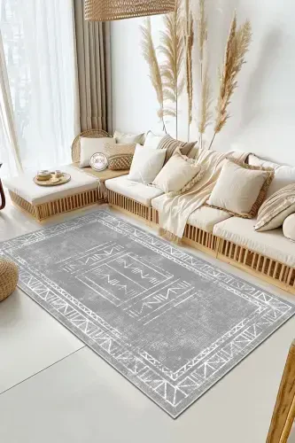 Digital Printing Washable Non-Slip Base Living Room Carpet Kitchen Carpet Runner And Bathroom Mat-Gray - 1