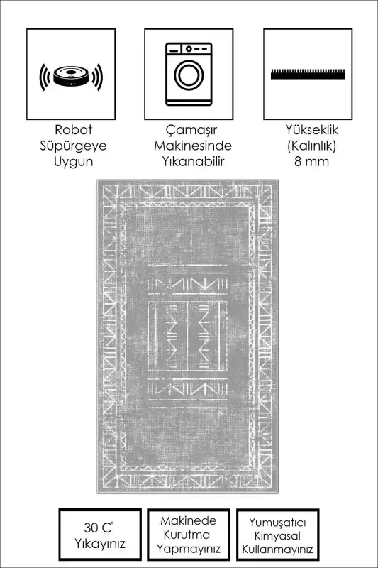 Digital Printing Washable Non-Slip Base Living Room Carpet Kitchen Carpet Runner And Bathroom Mat-Gray - 3