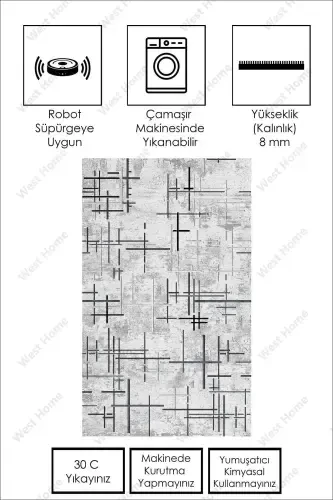 Digital Printing Washable Non-Slip Base Living Room Carpet Kitchen Carpet Runner-GRAY - 2