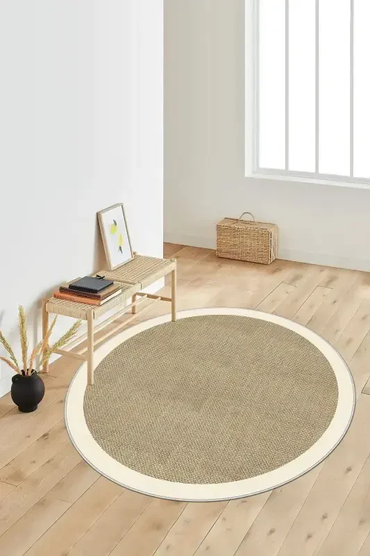 Digital Printing Washable Non-Slip Base Living Room Rug Kitchen Rug Corridor Rug-Round - WEST HOME
