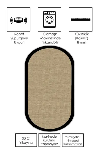 Digital Printing Washable Non-Slip Base Oval Kitchen Carpet Living Room Carpet And Runner-black - 8