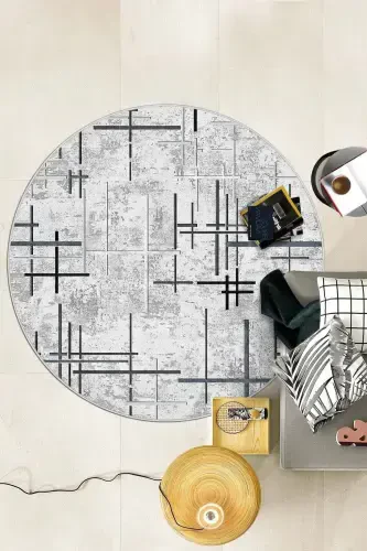 Digital Printing Washable Non-Slip Base Round Kitchen Carpet Living Room Carpet And Runner-gray - WEST HOME (1)