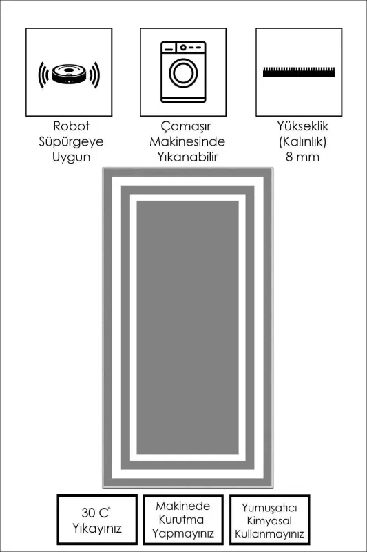 Digital Printing Washable Non-Slip Base Stain-Proof Grey Kitchen Carpet Living Room Carpet and Runner-grey - 2