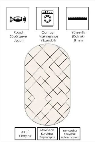 Digital Printing Washable Non-Slip Base Stain-Proof Oval Kitchen Carpet Living Room Carpet And Runner-beige - WEST HOME (1)