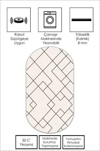 Digital Printing Washable Non-Slip Base Stain-Proof Oval Kitchen Carpet Living Room Carpet And Runner-beige - WEST HOME (1)