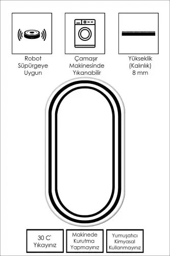 Digital Printing Washable Non-Slip Stain-Proof Oval Kitchen Carpet Living Room Carpet and Runner-white - WEST HOME (1)