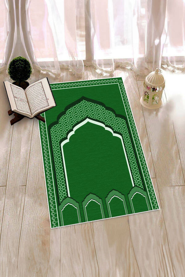 Digitally Printed 70x130 Washable Prayer Rug with Minbar Motif, Rug-2-green - 4