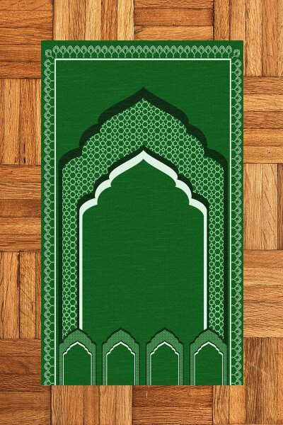 Digitally Printed 70x130 Washable Prayer Rug with Minbar Motif, Rug-2-green - 8