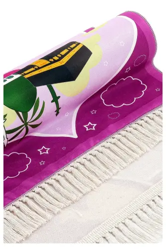 Digitally Printed Children's Prayer Rug - Balloon Kaaba Pink Color - 44 X 78 Cm - Balloon Kaaba Pink - 4