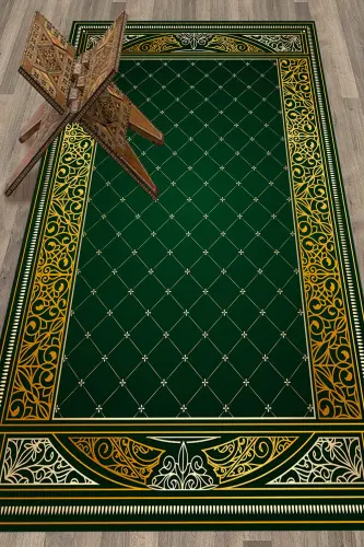 Digitally Printed Non-Slip Base Washable Prayer Rug 70x130 - GREEN - 3