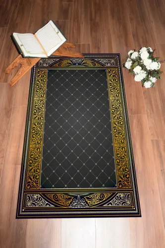 Digitally Printed Non-Slip Base Washable Prayer Rug 70x130, SECCADE-22-GRİ,-GRİ - 4
