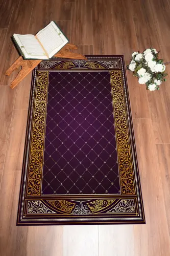 Digitally Printed Non-Slip Washable Prayer Rug 70x130 - PURPLE - 5