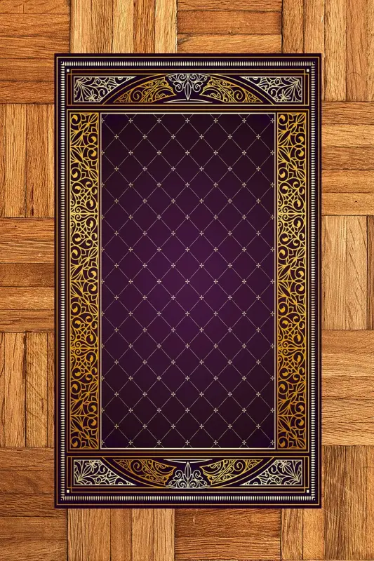 Digitally Printed Non-Slip Washable Prayer Rug 70x130 - PURPLE - 6