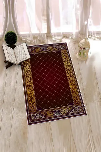 Digitally Printed Non-Slip Washable Prayer Rug 70x130, SECCADE-22-RED,-RED 