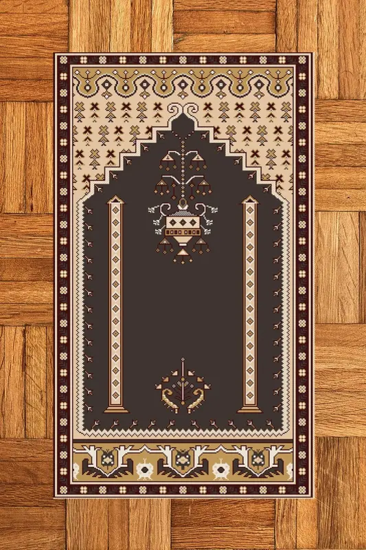Digitally Printed Washable Classic Motif Prayer Rug 70x130, SECCADE-31-RENKLİ,-RENKLİ - 4