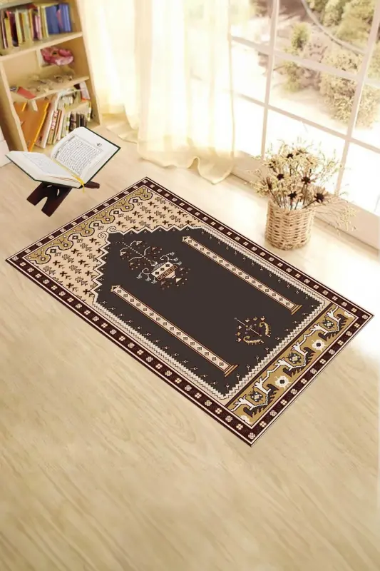 Digitally Printed Washable Classic Motif Prayer Rug 70x130, SECCADE-31-RENKLİ,-RENKLİ - 5