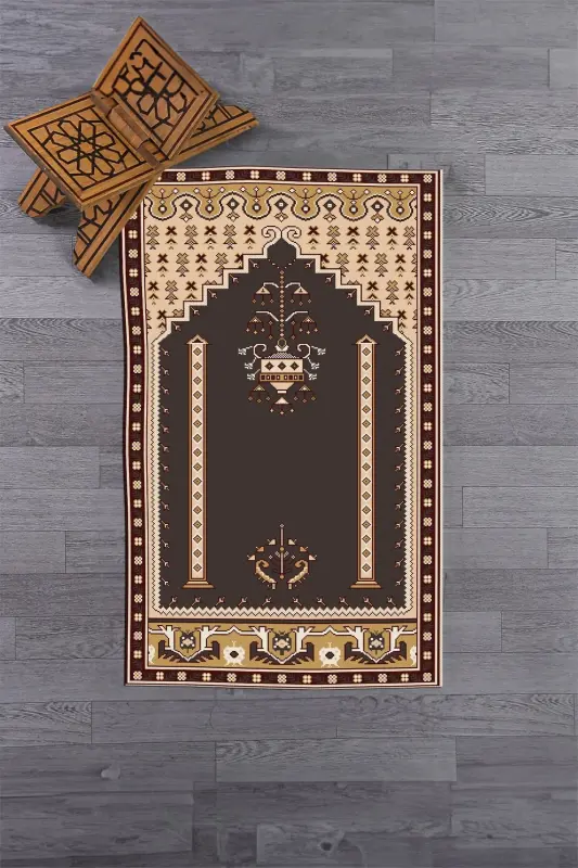 Digitally Printed Washable Classic Motif Prayer Rug 70x130, SECCADE-31-RENKLİ,-RENKLİ - 6