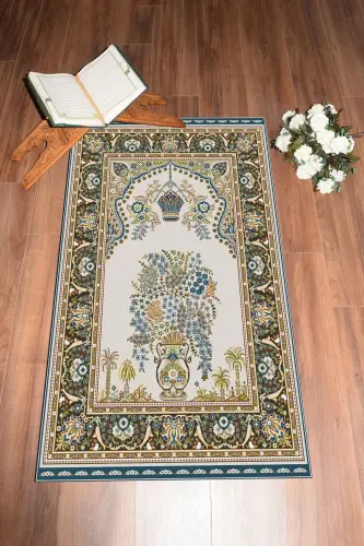 Digitally Printed Washable Classic Pattern Gift Prayer Rug 70x130, Prayer Rug-29-blue,-BLUE - 3