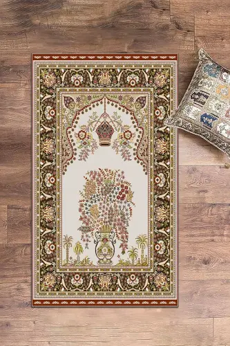 Digitally Printed Washable Classic Pattern Gift Prayer Rug 70x130, Prayer Rug-29-red,-RED - 7