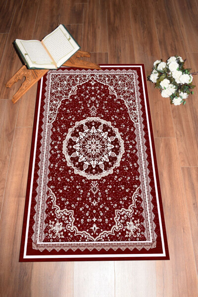 Digitally Printed Washable Classic Pattern Gift Prayer Rug 70x130, Prayer Rug-40-red - 1