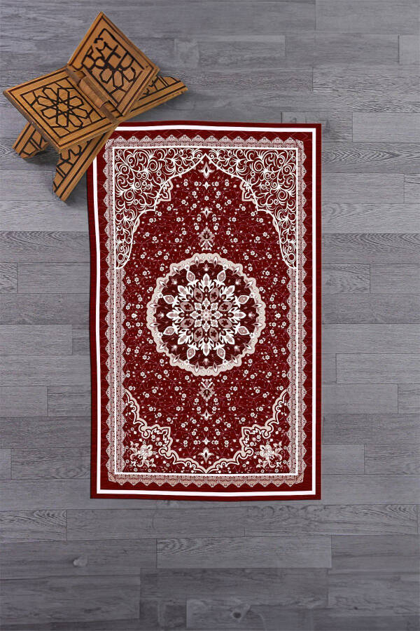 Digitally Printed Washable Classic Pattern Gift Prayer Rug 70x130, Prayer Rug-40-red - 4