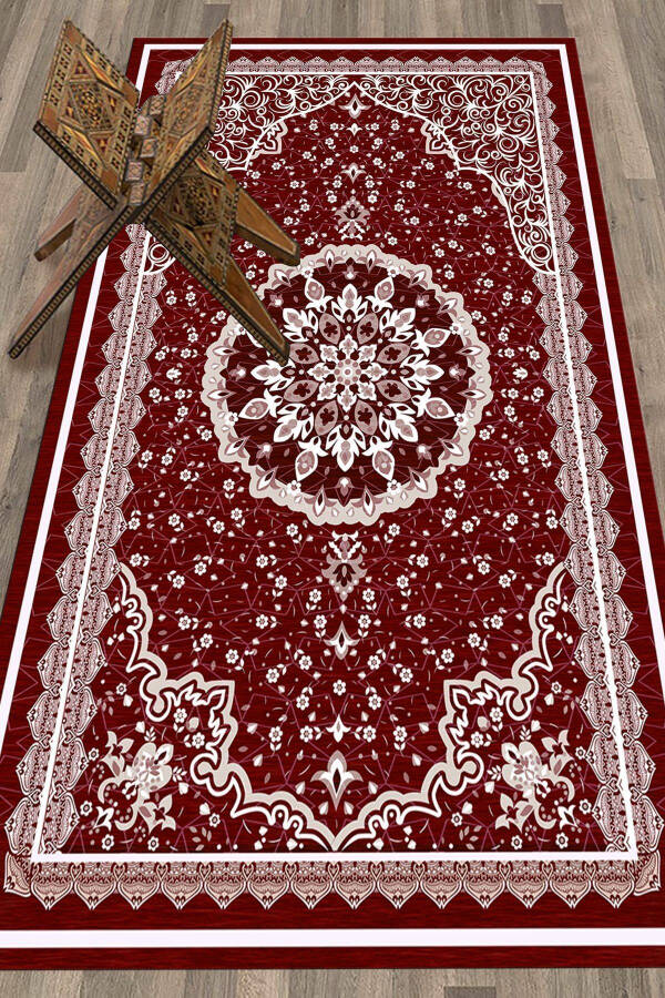 Digitally Printed Washable Classic Pattern Gift Prayer Rug 70x130, Prayer Rug-40-red - 7