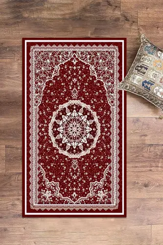 Digitally Printed Washable Classic Pattern Gift Prayer Rug 70x130, Prayer Rug-40-red - 9