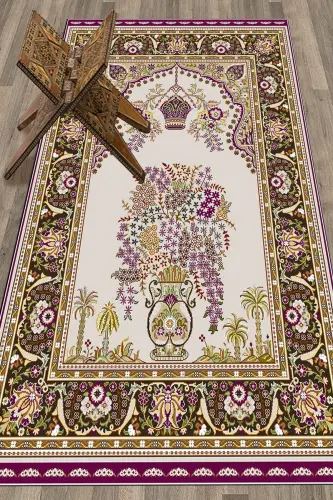 Digitally Printed Washable Classic Pattern Gift Prayer Rug 70x130, Seccade-29-purple,-PURPLE 